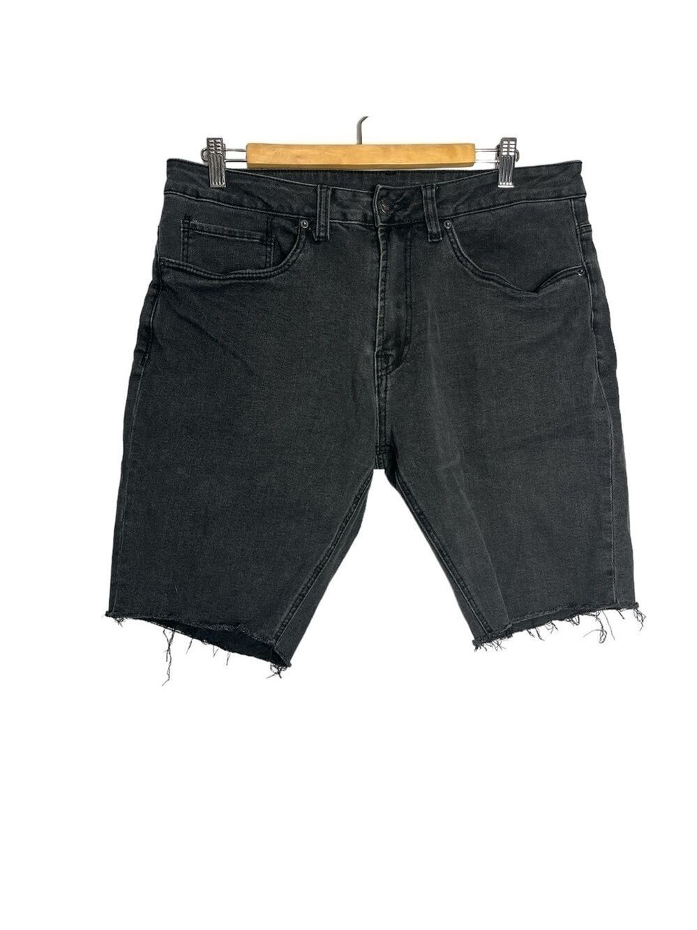 Buffalo David Bitton Parker Slim Denim Cutoff Shorts Aged Black, size 34